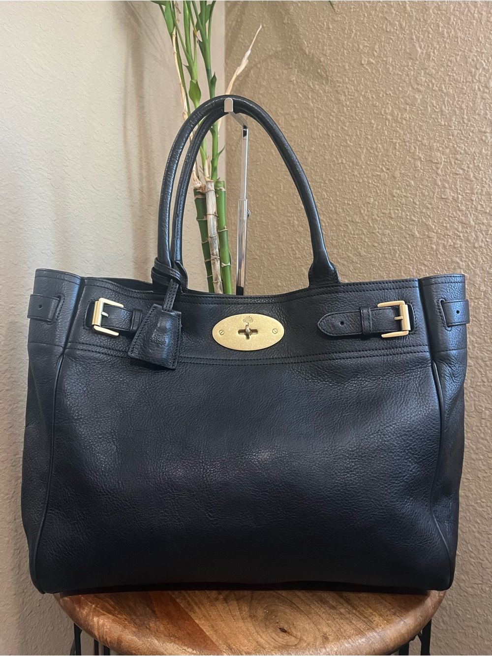MULBERRY BAYSWATER LARGE TOTE BLACK GRAINED LEATHER